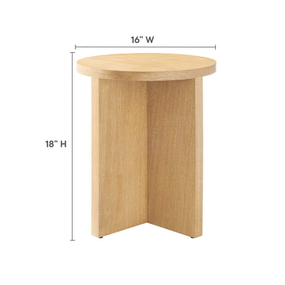 Silas Round Wood Side Table natural oak finish, 16" diameter, 18" tall pedestal base on Tampa Home & Garden Store