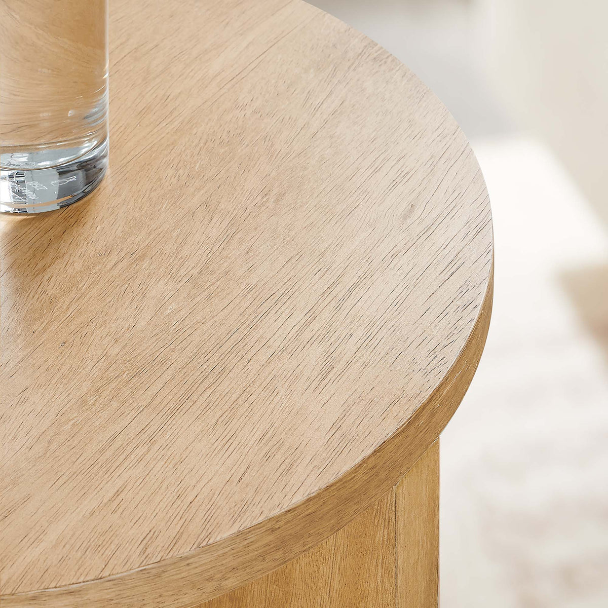 Silas round wood side table by Modway; natural oak tabletop with visible grain on Tampa Home & Garden Store
