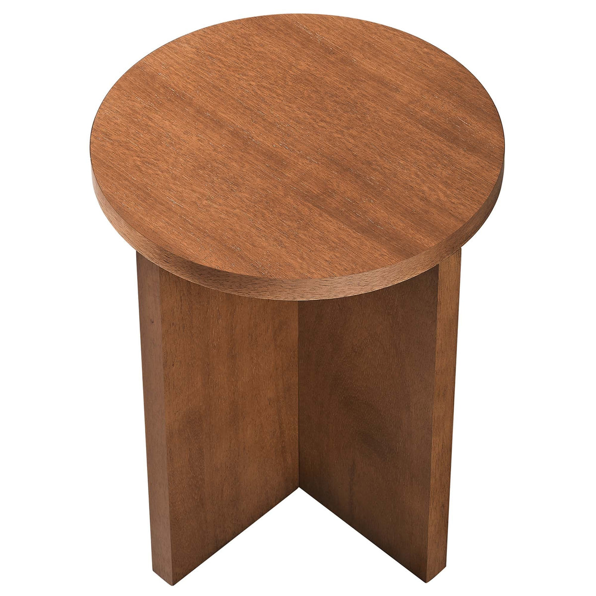 Silas Round Wood Side Table round wooden top with warm brown finish and tapered legs on Tampa Home & Garden Store
