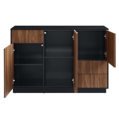 Holden 47-Inch Sideboard by Modway, black and walnut two-tone buffet with interior shelves on Tampa Home & Garden Store