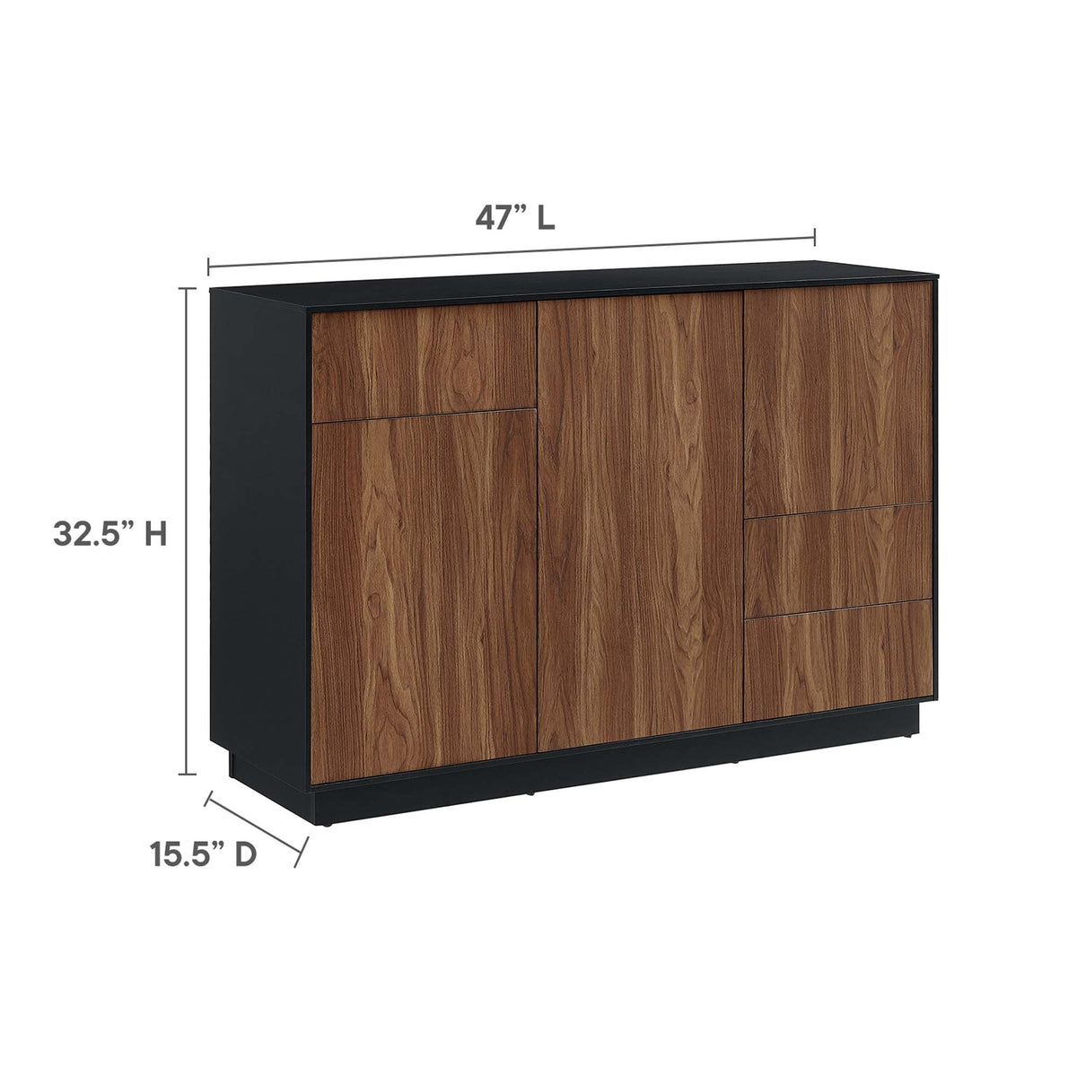 Holden 47-Inch Sideboard by Modway with wood veneer doors and black frame on Tampa Home & Garden Store