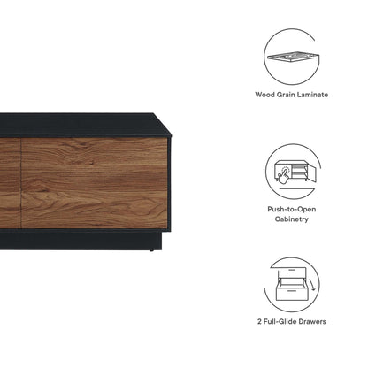 Holden 36-Inch Coffee Table with black top and wood grain cabinet by Modway on Tampa Home & Garden Store