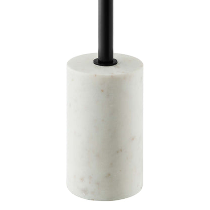 Lyric Round Side Table by Modway with white marble cylindrical base and black metal stem on Tampa Home & Garden Store