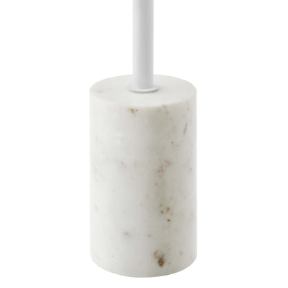 Lyric Round Side Table by Modway white marble base with subtle gray veining and metal stem on Tampa Home & Garden Store