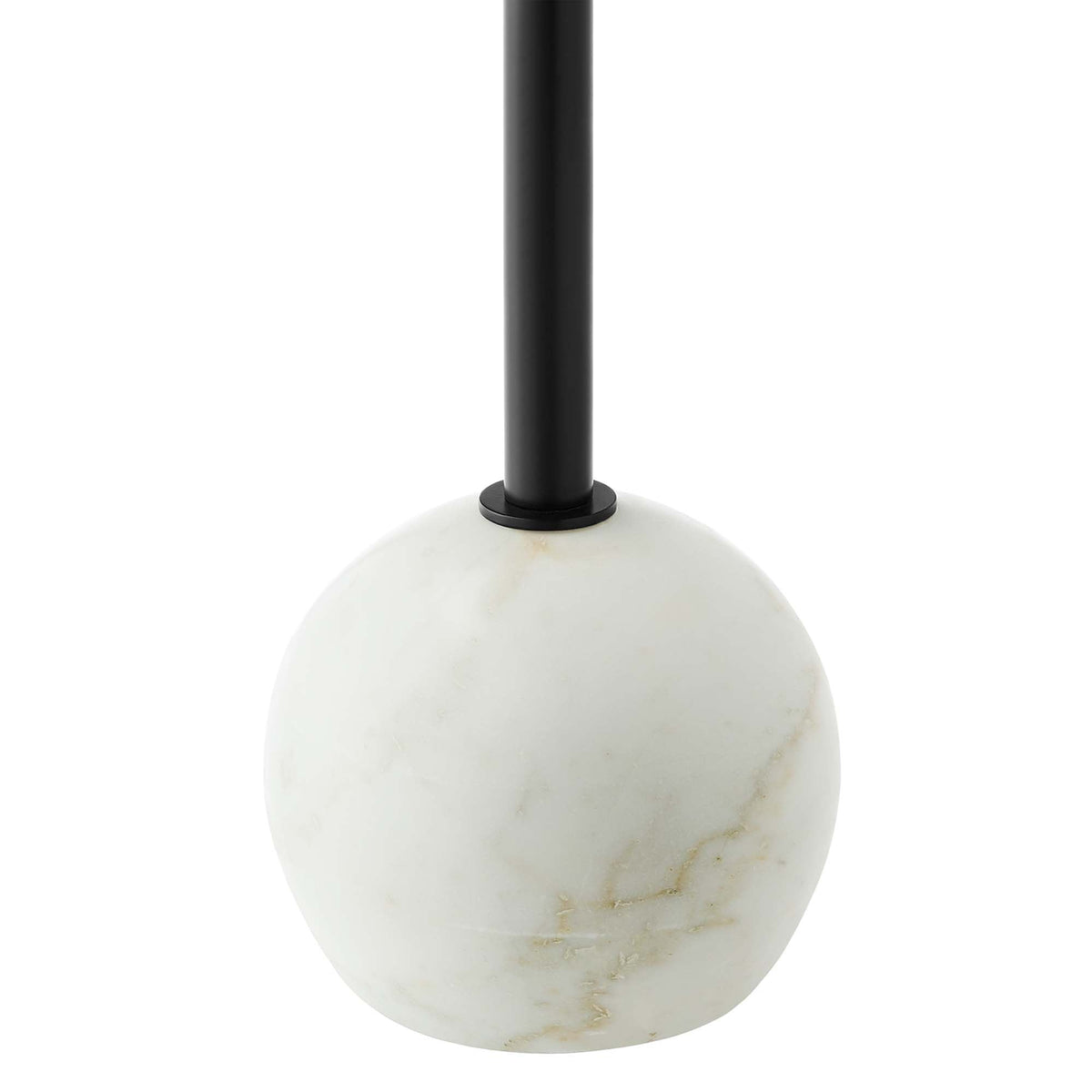 Aliza Round White Marble Side Table by Modway with black metal stem and marble sphere base on Tampa Home & Garden Store