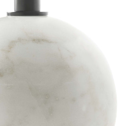 Aliza Round White Marble Side Table by Modway, white marble top with black metal stem on Tampa Home & Garden Store