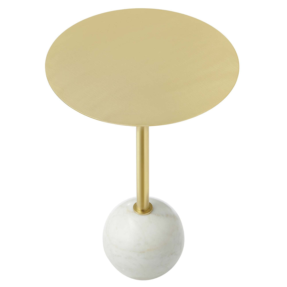 Aliza Round White Marble Side Table by Modway, gold-tone stem with white marble base on Tampa Home & Garden Store