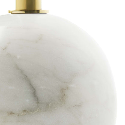 Aliza round white marble side table by Modway with brass stem and ring on Tampa Home & Garden Store