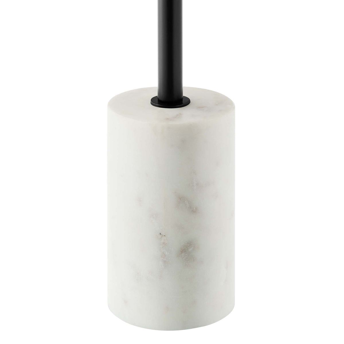 Amina round side table base with white marble pedestal and black metal stem on Tampa Home & Garden Store