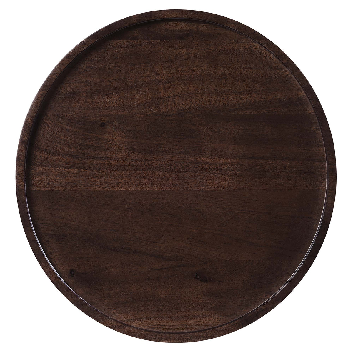 Amina round acacia wood side table dark brown finish top view by Modway on Tampa Home & Garden Store