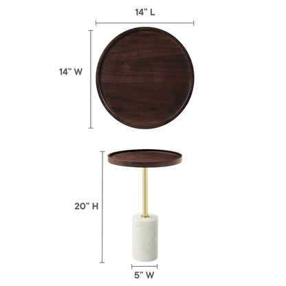 Amina round acacia wood side table by Modway, dark brown finish, 14 inches diameter on Tampa Home & Garden Store