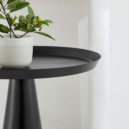 Maren Round Side Table by Modway with black round top and white planter with green foliage on Tampa Home & Garden Store