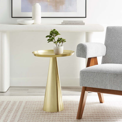 Maren Round Side Table by Modway, gold pedestal with round top in contemporary living room on Tampa Home & Garden Store