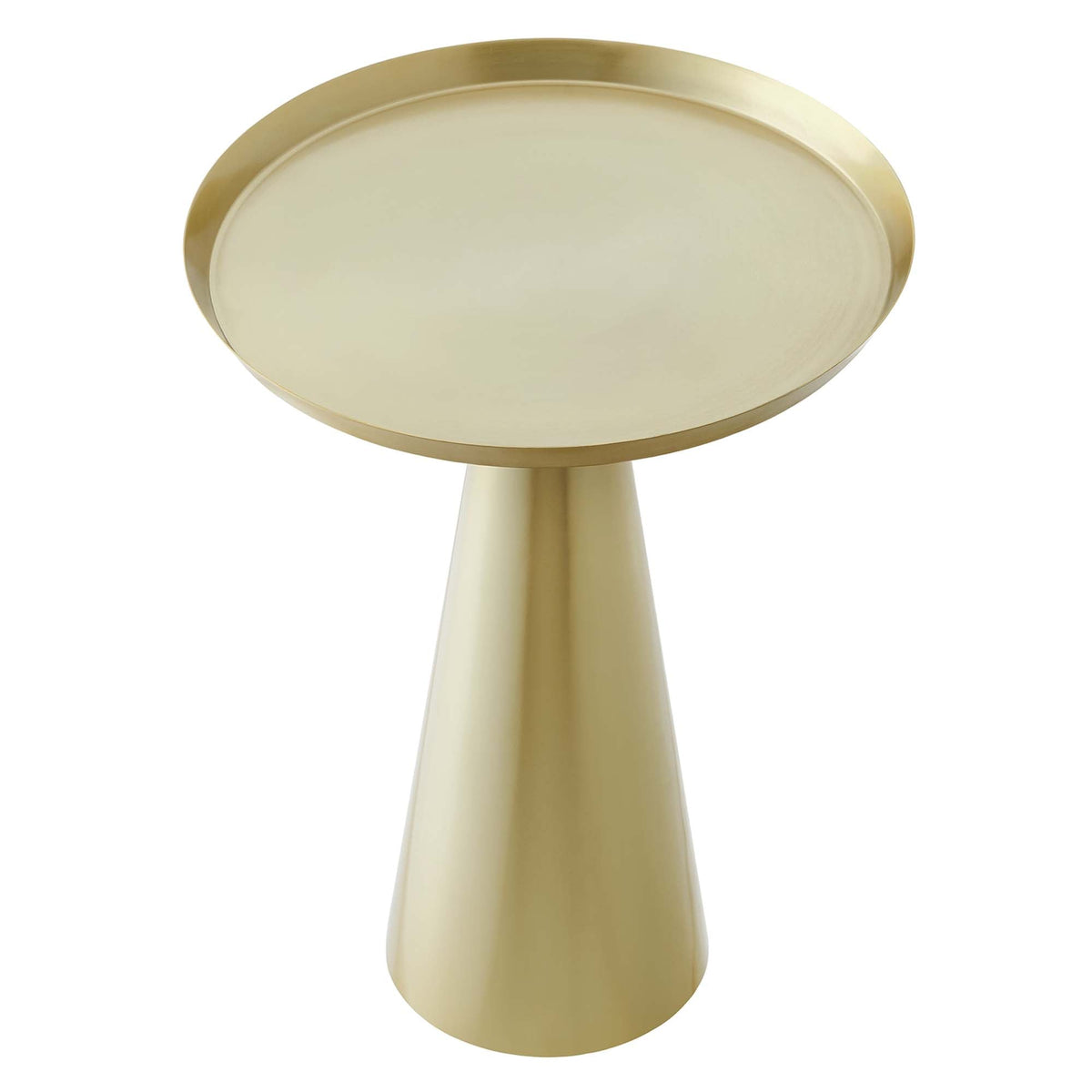 Maren Round Side Table by Modway, gold-toned metal round top with pedestal base on Tampa Home & Garden Store