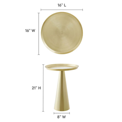 Maren Round Side Table by Modway, gold finish round top with pedestal base, 21 in high on Tampa Home & Garden Store