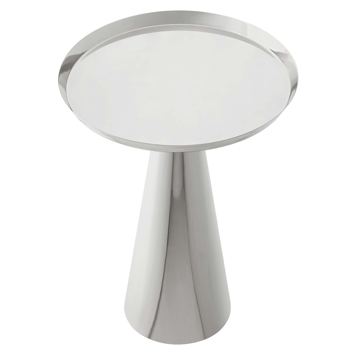 Maren Round Side Table by Modway, chrome silver round tabletop on slender pedestal base on Tampa Home & Garden Store