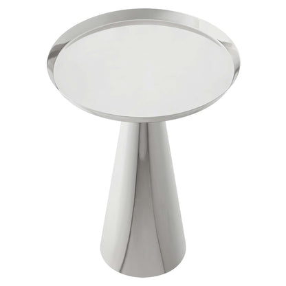 Maren Round Side Table by Modway, chrome silver round tabletop on slender pedestal base on Tampa Home & Garden Store