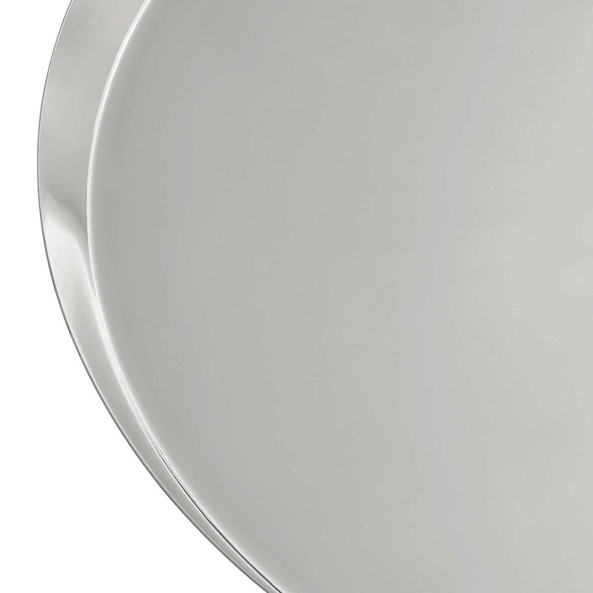 Maren Round Side Table by Modway silver metal top with curved rim on Tampa Home & Garden Store