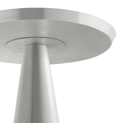 Maren Round Side Table by Modway; brushed nickel finish, pedestal base on Tampa Home & Garden Store