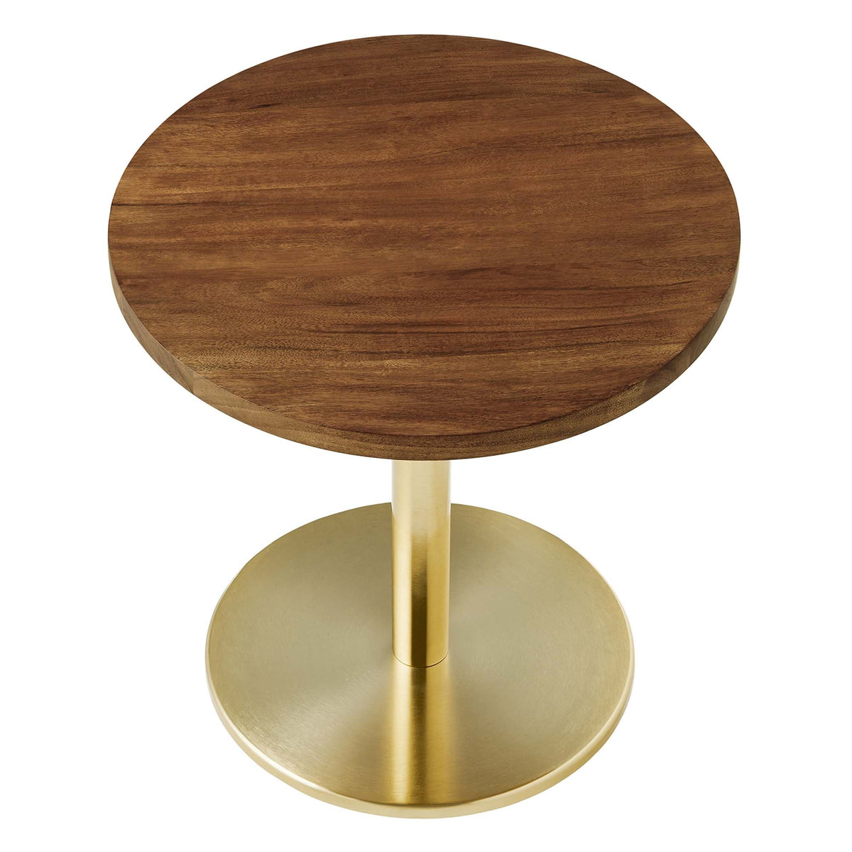 Viva Round Acacia Wood Side Table round acacia top with brass pedestal by HouseOfZazla on Tampa Home & Garden Store