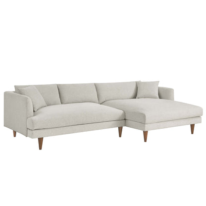 Zoya right-facing sectional sofa in beige fabric with plush cushions on Tampa Home & Garden Store