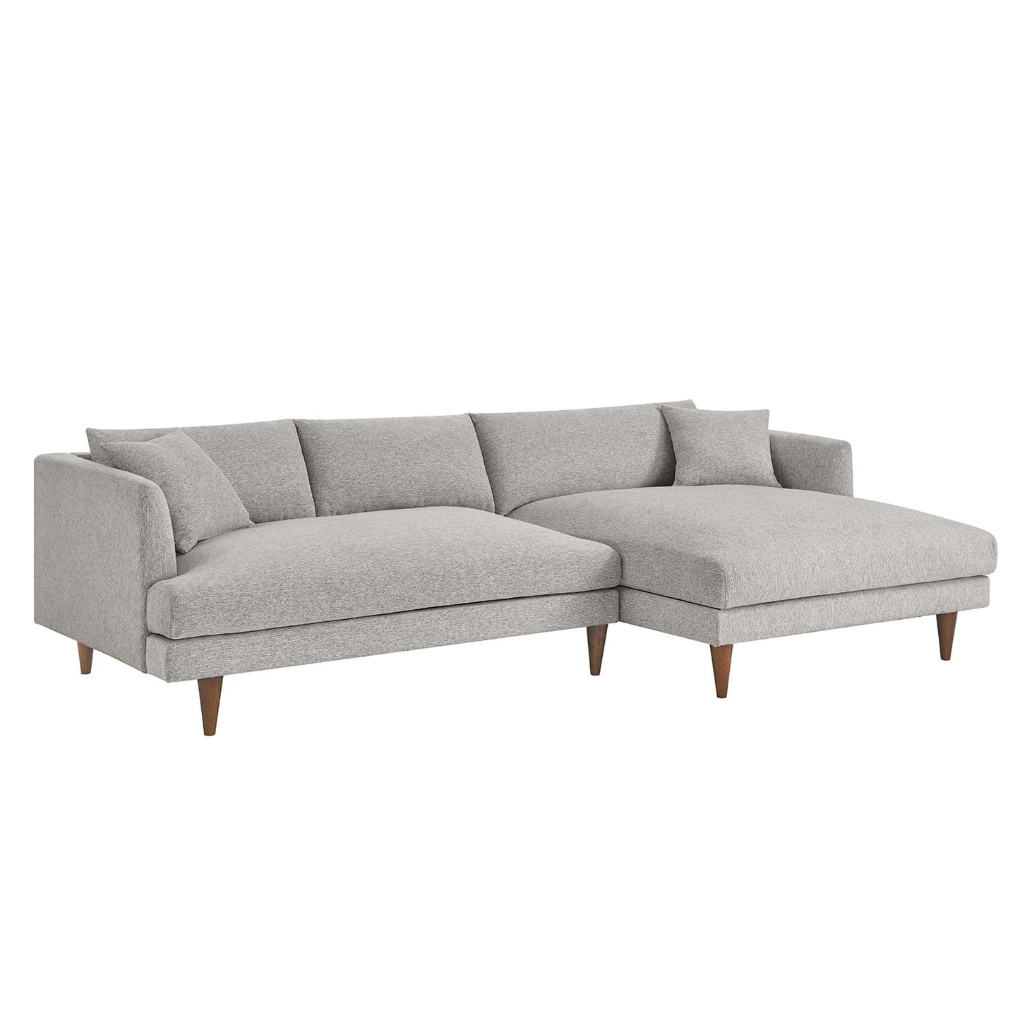 Zoya right-facing down-filled overstuffed sectional sofa light gray fabric by HouseOfZazla on Tampa Home & Garden Store