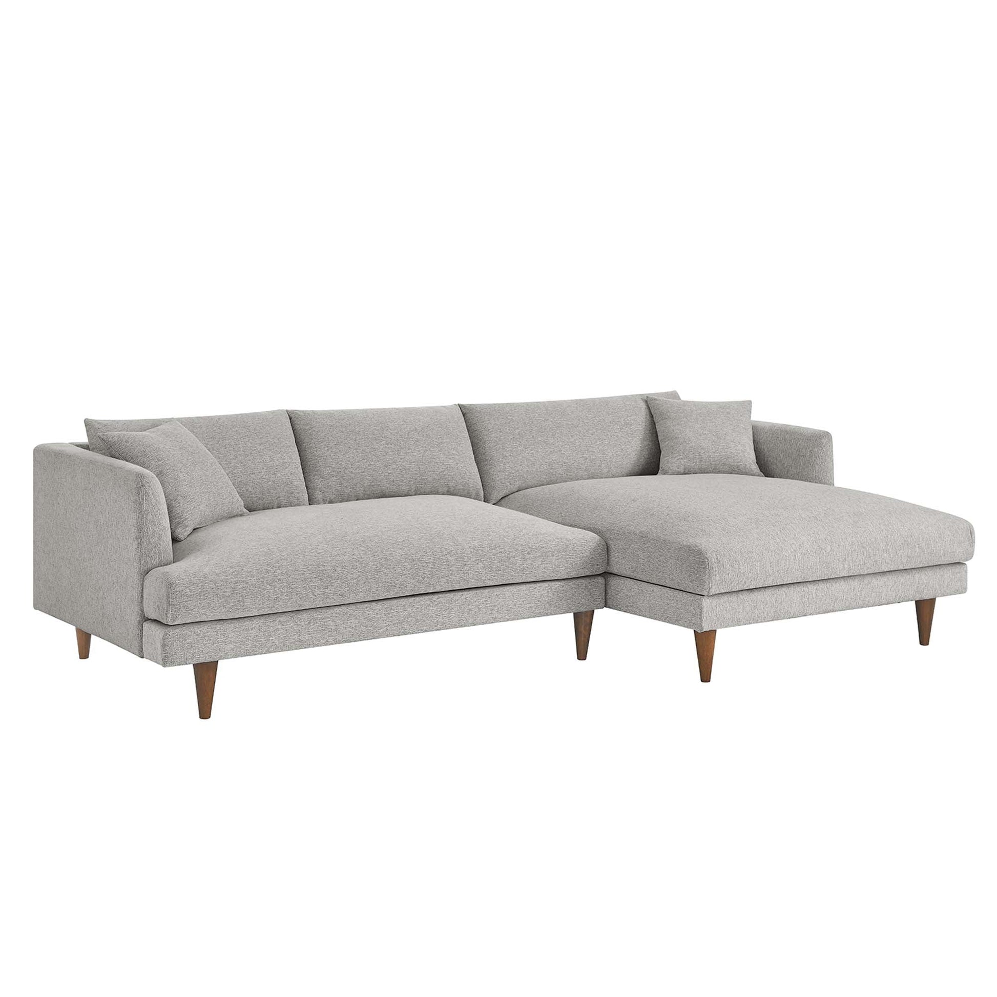 Zoya right-facing down-filled overstuffed sectional sofa light gray fabric by HouseOfZazla on Tampa Home & Garden Store