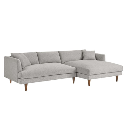 Zoya right-facing down-filled overstuffed sectional sofa light gray fabric by HouseOfZazla on Tampa Home & Garden Store
