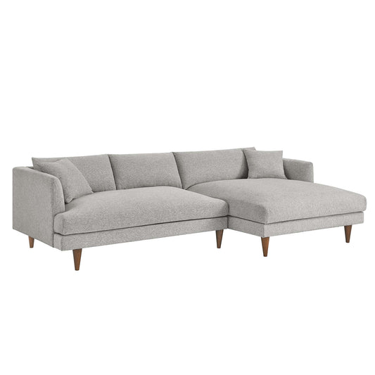 Zoya right-facing down-filled overstuffed sectional sofa light gray fabric by HouseOfZazla on Tampa Home & Garden Store