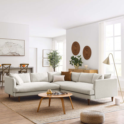 Zoya 3 Piece Down Filled Overstuffed Sectional Sofa by Modway in light gray fabric on Tampa Home & Garden Store