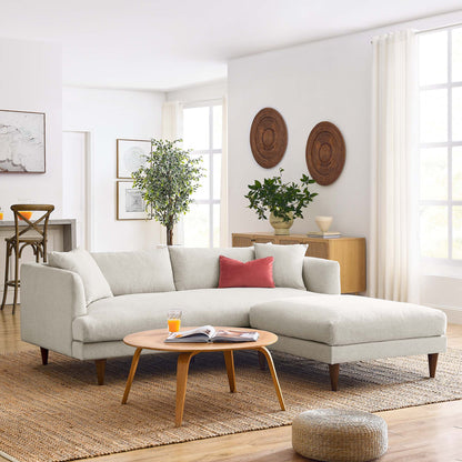 Modway Zoya down-filled overstuffed sofa and ottoman set in light gray fabric on Tampa Home & Garden Store