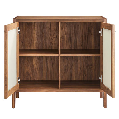 Capri 33in Wood Grain Storage Cabinet by Modway with glass doors and shelves on Tampa Store on Tampa Home & Garden Store