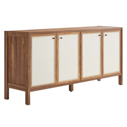 Capri 65in Wood Grain Sideboard Cabinet with beige panel doors, 4-door storage by Modway on Tampa Home & Garden Store