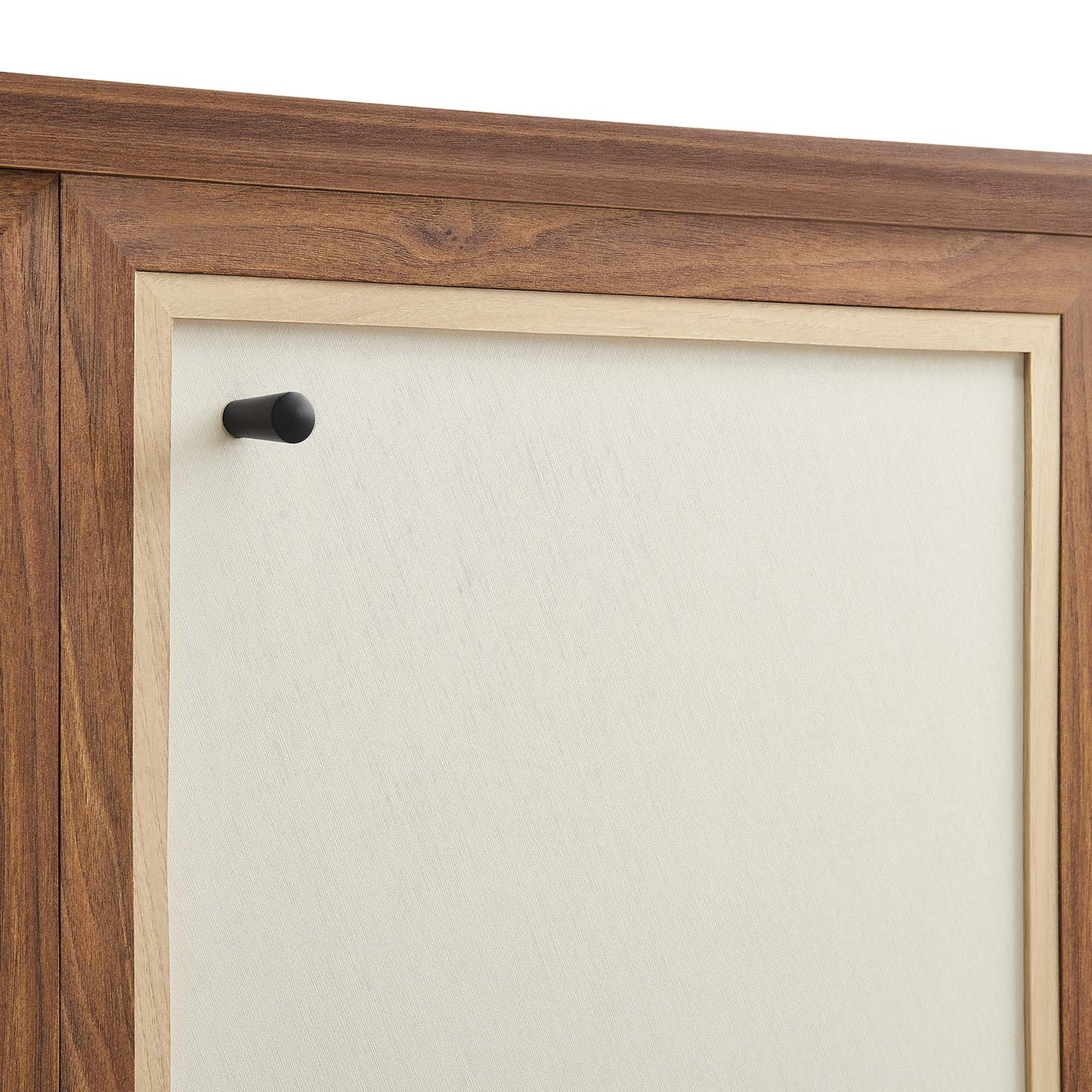 Capri 65in wood grain sideboard cabinet with cream inset door and black knob HouseOfZazla on Tampa Home & Garden Store
