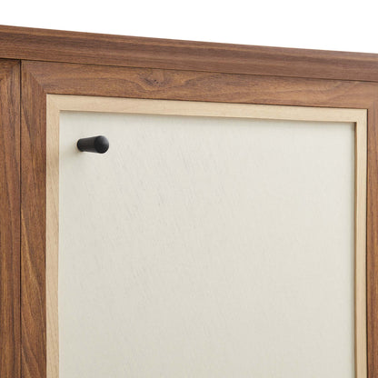 Capri 65in wood grain sideboard cabinet with cream inset door and black knob HouseOfZazla on Tampa Home & Garden Store