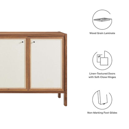 Capri 65-inch wood grain sideboard storage cabinet with linen-textured doors by Modway on Tampa Home & Garden Store