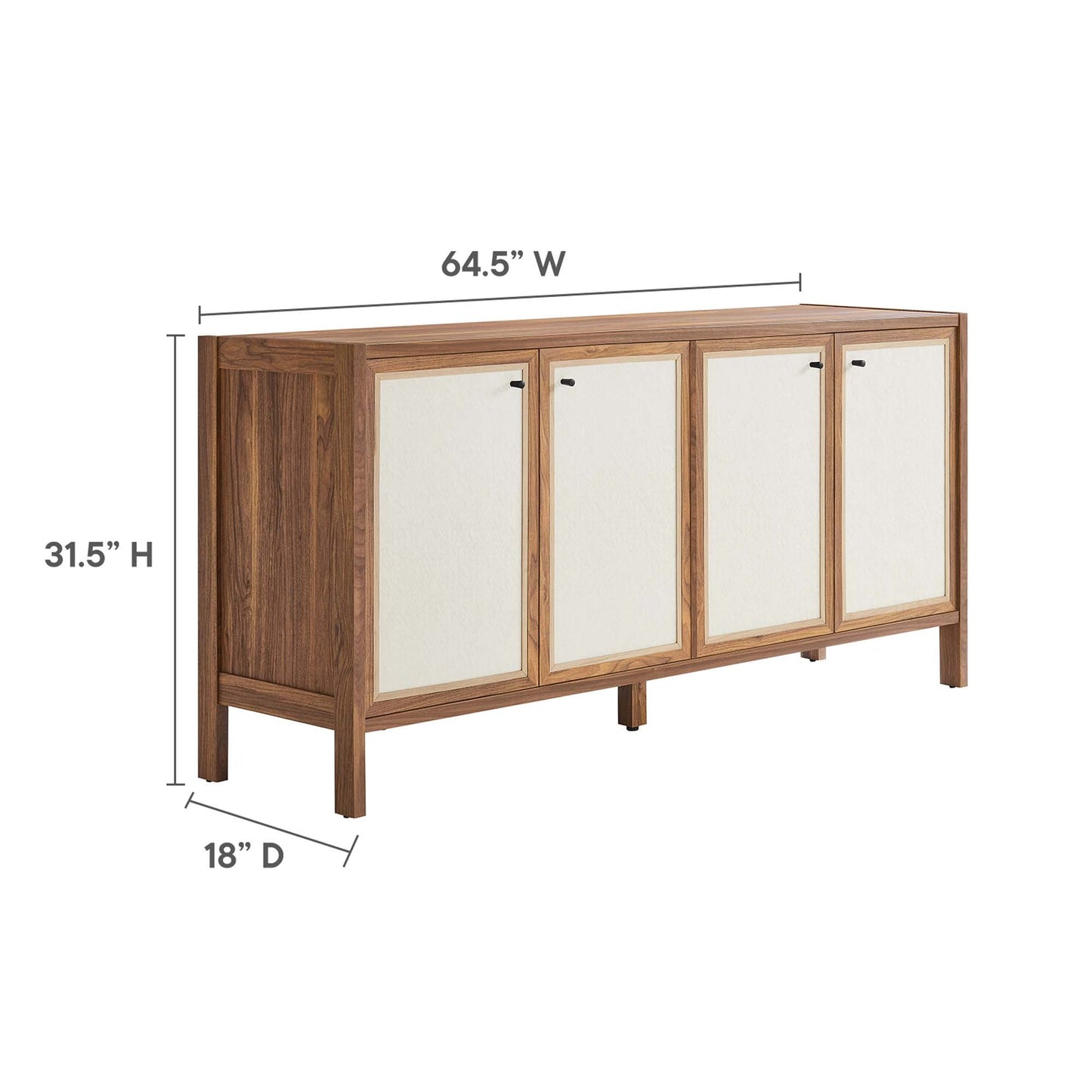 Capri 64.5-inch wood grain sideboard with cream-panel doors and black hardware on Tampa Home & Garden Store
