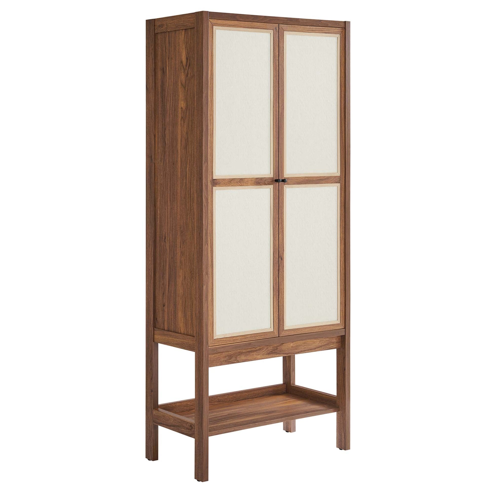 Capri tall wood grain standing storage cabinet with cream panel doors by HouseOfZazla on Tampa Home & Garden Store