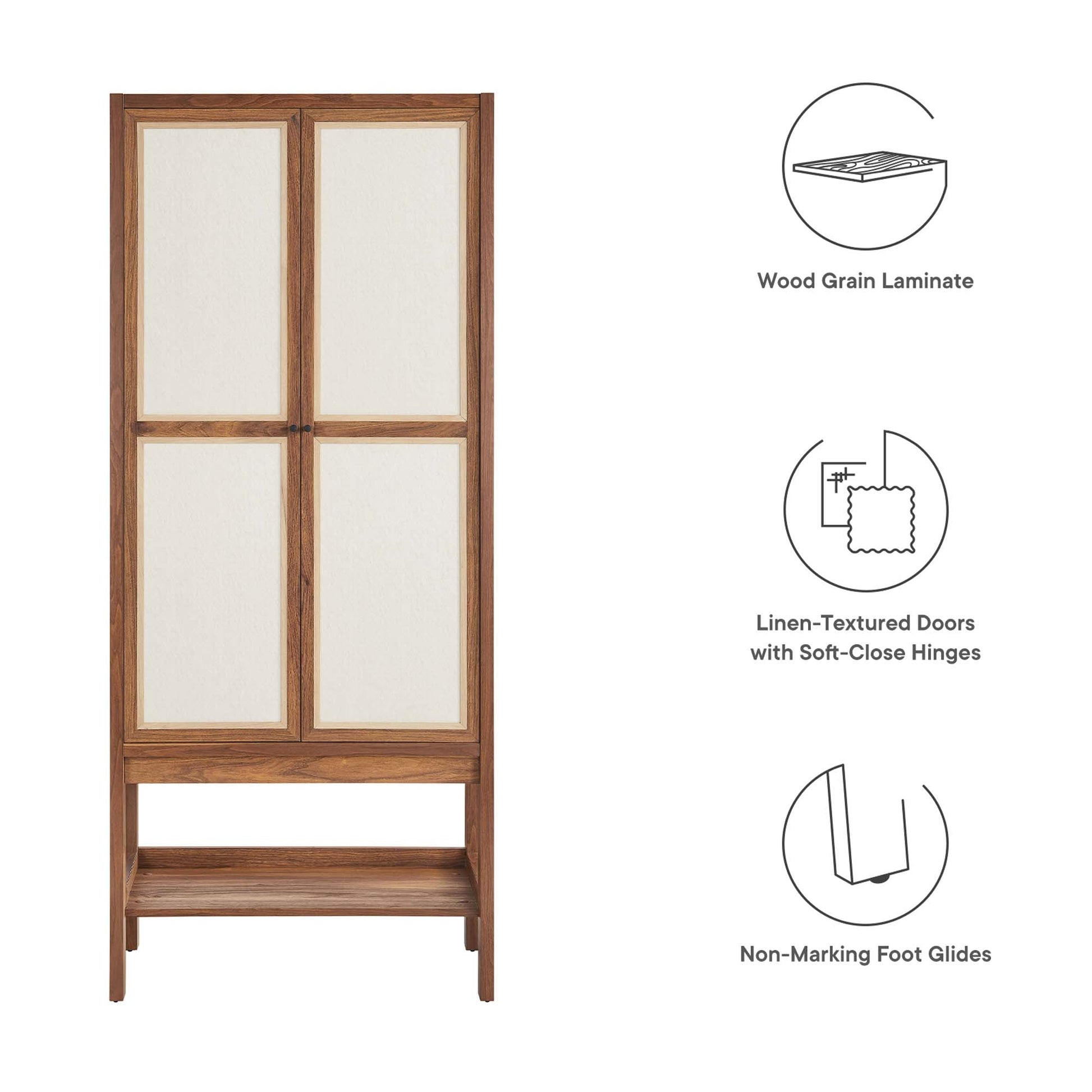 Capri Tall Wood Grain Standing Storage Cabinet by Modway with linen doors for living room on Tampa Home & Garden Store