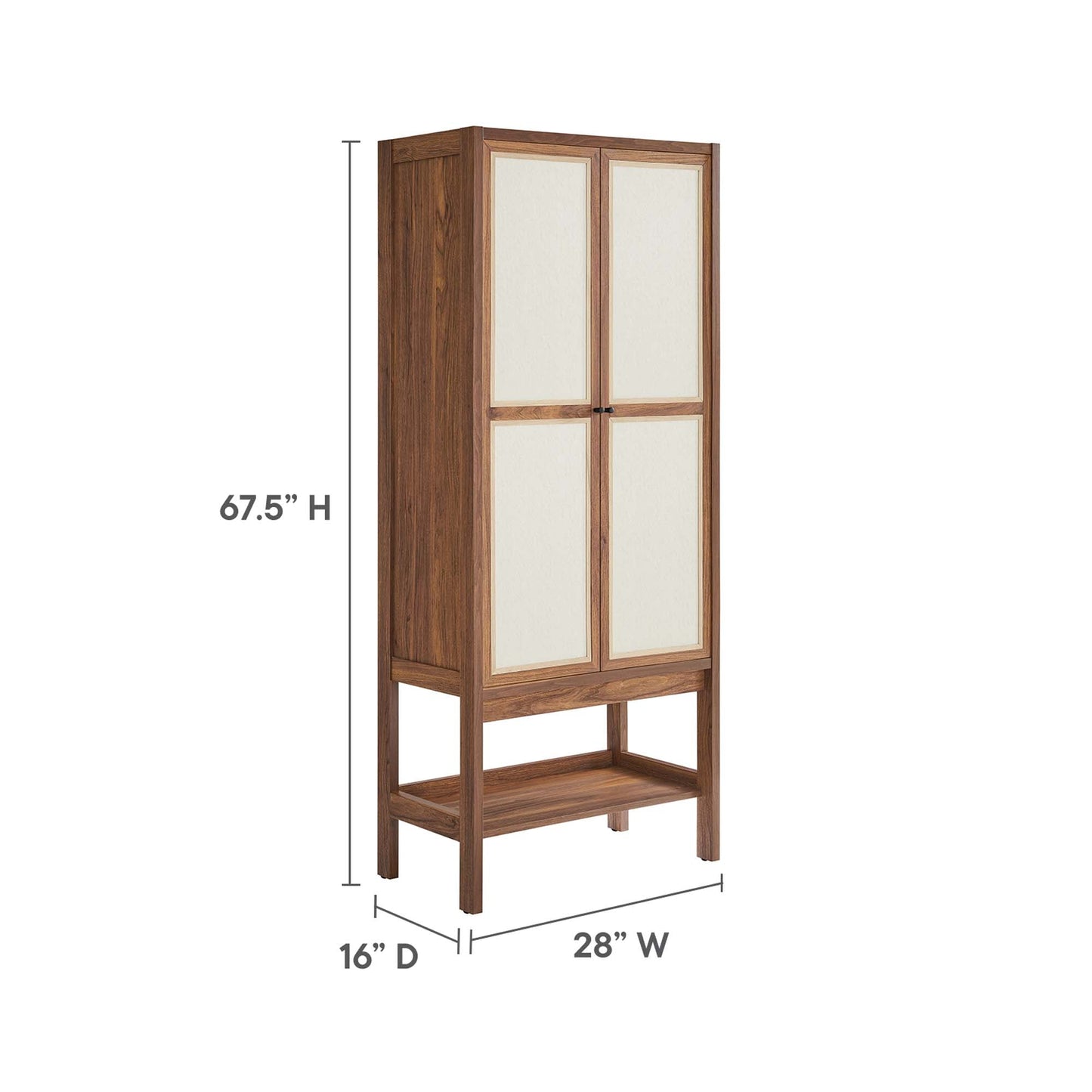 Capri Tall Wood Grain Standing Storage Cabinet by Modway, 67.5in tall with beige paneled doors on Tampa Home & Garden Store