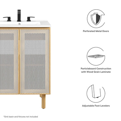 Calla 24 Inch Perforated Metal Vanity Cabinet