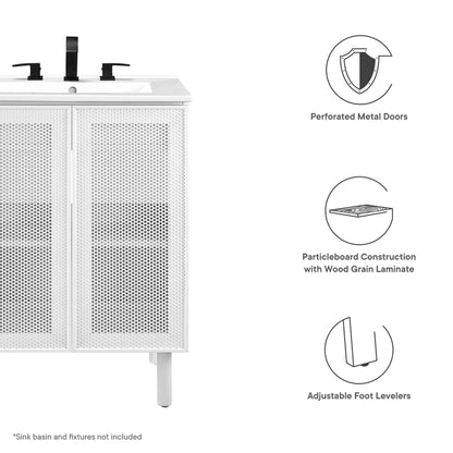 Calla 24 Inch Perforated Metal Vanity Cabinet