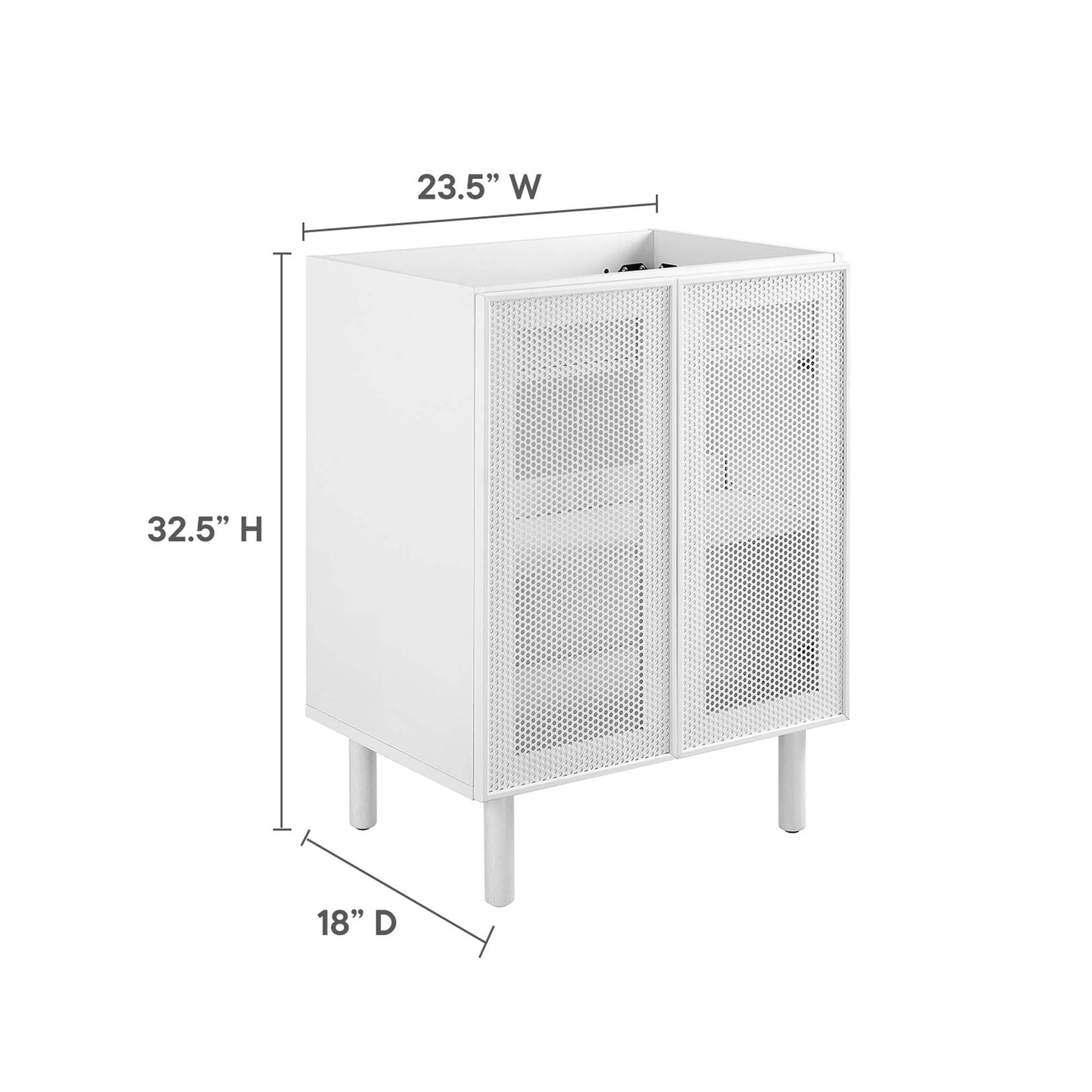 Calla 24 Inch Perforated Metal Vanity Cabinet