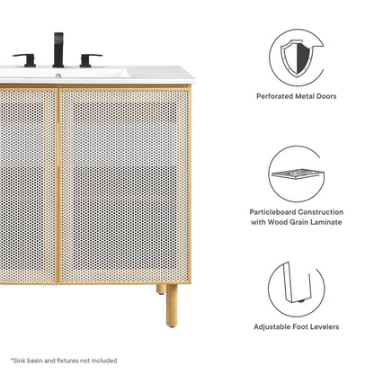 Calla 36 Inch Perforated Metal Bathroom Vanity