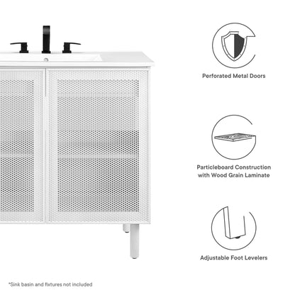 Calla 36 Inch Perforated Metal Bathroom Vanity