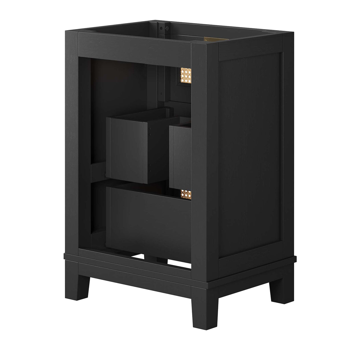 Dixie 24in solid wood bathroom vanity cabinet by HouseOfZazla in black with interior drawers on Tampa Home & Garden Store