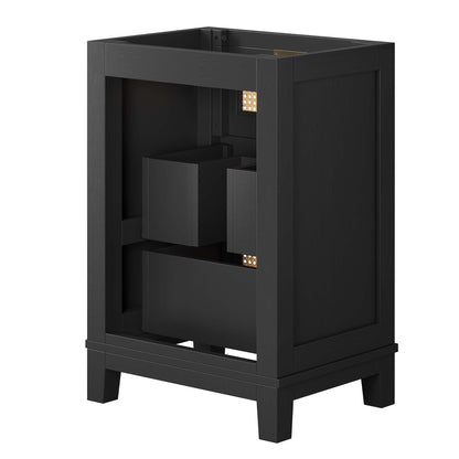 Dixie 24in solid wood bathroom vanity cabinet by HouseOfZazla in black with interior drawers on Tampa Home & Garden Store
