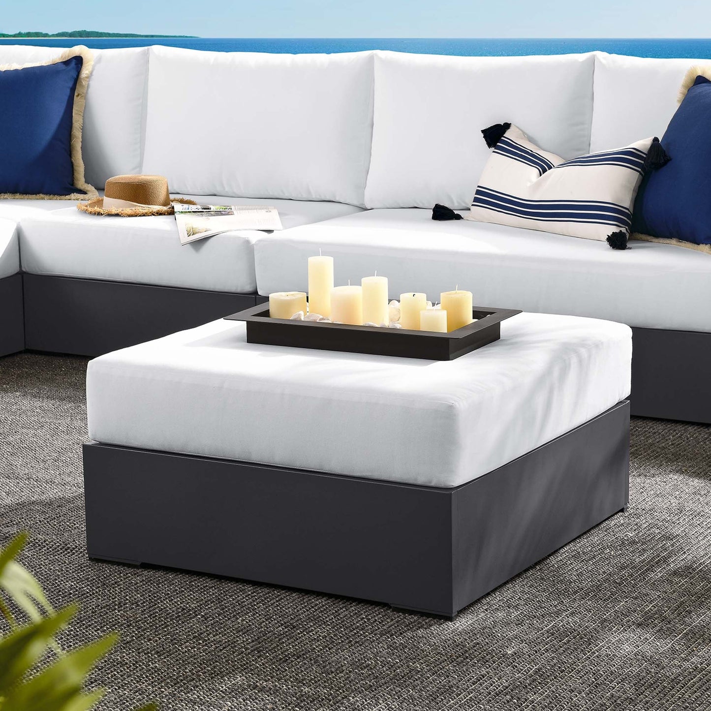 Modway Tahoe Outdoor Patio Aluminum Ottoman