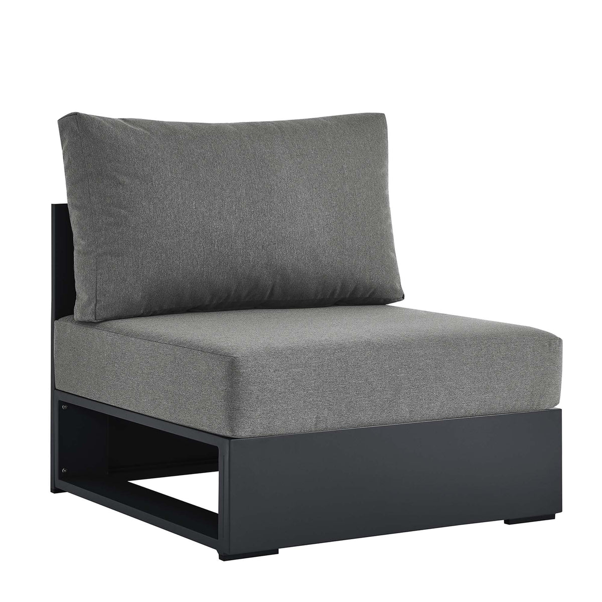Tahoe outdoor armless chair with grey cushions on powder-coated aluminum frame on Tampa Home & Garden Store