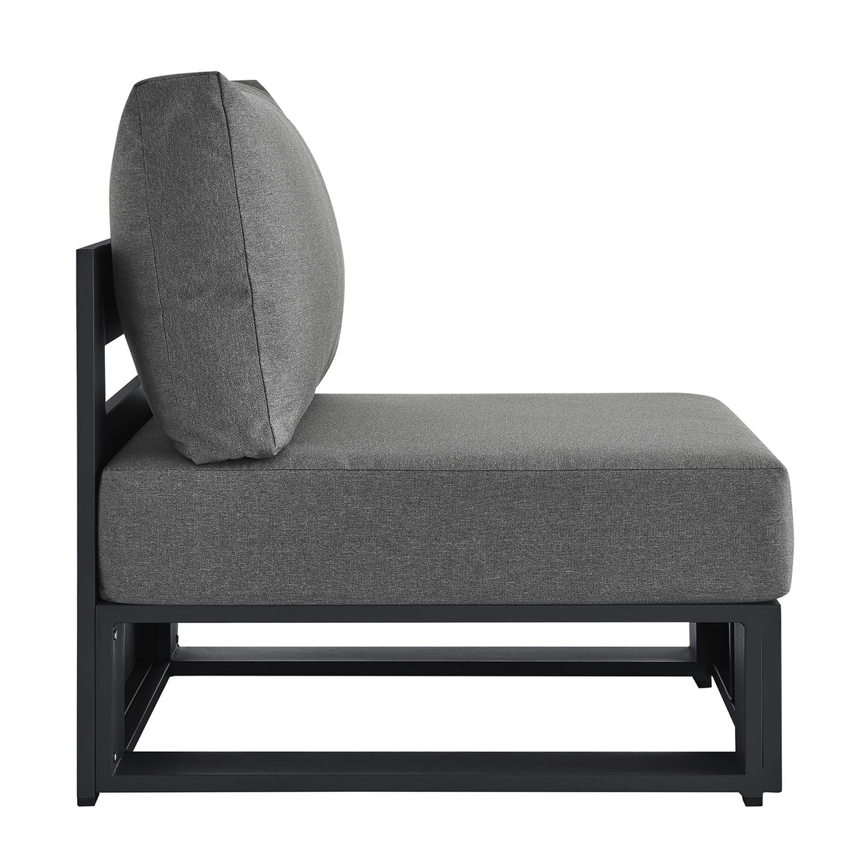 Tahoe Outdoor Patio Armless Chair powder-coated aluminum frame with gray cushion Modway on Tampa Home & Garden Store